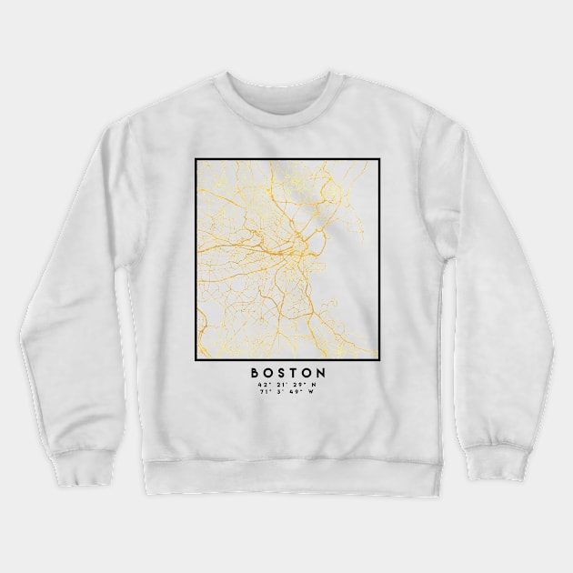 BOSTON MASSACHUSETTS CITY STREET MAP ART Crewneck Sweatshirt by deificusArt